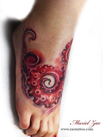 Muriel Zao - Octopus Tentacles  foot tattoo